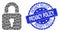 Scratched Privacy Policy Round Seal and Recursive Lock Icon Collage