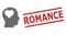 Scratched Romance Stamp and Halftone Dotted Lover Head
