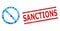 Scratched Sanctions Stamp Print and Not Allowed Mosaic of Round Dots