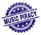 Scratched Textured MUSIC PIRACY Stamp Seal