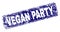Scratched VEGAN PARTY Framed Rounded Rectangle Stamp