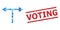 Scratched Voting Stamp and Bifurcation Arrows Left Right Composition of Rounded Dots