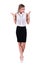 Screaming business woman with copyspace isolated