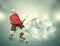 Screaming hockey player on abstract ice background