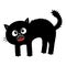 Screaming kitten. Frightened cat arch back. Hair fur stands on end. Eyes, fangs, moustaches whisker. Cute funny cartoon character.