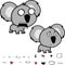 Screaming little big head baby koala expressions set