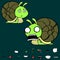 Screaming little snail cartoon expressions set