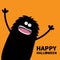 Screaming monster fluffy silhouette in the corner looking up. Eyes, teeth, tongue, spooky hands. Black Funny Cute cartoon baby cha