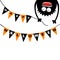 Screaming monster head silhouette. Bunting flags pack Happy Halloween letters. Flag garland. Hanging upside down. Black Funny Cute