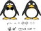Screaming penguin baby cartoon expressions set2