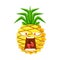 Screaming pineapple emoticon. Cute cartoon emoji character vector Illustration