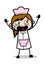 Screaming - Retro Cartoon Waitress Female Chef Vector Illustration