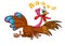 Screaming running cartoon turkey bird character. Vector illustration