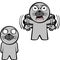 Screaming standing chibi seal kid character cartoon