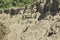 Scree of sand sand dunes, mountains, sand avalanche, texture, soil erosion, weathering