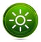 Screen brightness sun icon glassy green round button illustration