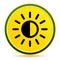 Screen brightness sun icon lemon lime yellow round button illustration