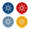 Screen brightness sun icon trendy flat round buttons set illustration design