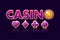 Screen logo Casino background, gambling icons with game cards signs and coin dollar. Game casino, slot, UI. Vector illustration