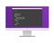 Screen monitor with a window and HTML code. Flat material design