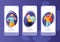 Screen set collection for mobile app page on winter holidays theme. Website layout with flat people characters celebrating New Yea