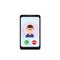 Screen smartphone in call mode with a man in a flat style. remote distance communication with family and friends, safety during an