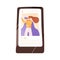 Screen of smartphone with a social network post of woman activist vector flat illustration. Internet advertisement in