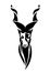 Screw horn markhor mountain goat black and white vector head