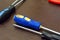 Screwdriver blue long fixation background design couple tools engineering base