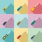 Screwdriver icons set, flat style