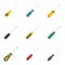 Screwdriver icons set, flat style