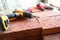 Screwdriver lies bricks, construction and repair