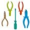 Screwdriver, pliers, split ring pliers, diagonal cutting pliers