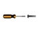 Screwdriver ready to turn the screw in the working process. Tools used in manufacturing industry. Vector illustration