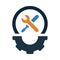 screwdriver, wrench, gear, maintenance tool icon