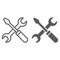 Screwdriver and wrench line and glyph icon