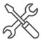 Screwdriver and wrench line icon, settings repair