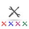 Screwdriver and wrench multi color icon. Simple glyph, flat vector of car repear icons for ui and ux, website or mobile