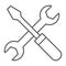 Screwdriver and wrench thin line icon, settings