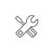 Screwdriver, wrench tool, setup, settings thin line icon. Linear vector symbol