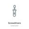 Screwdrivers outline vector icon. Thin line black screwdrivers icon, flat vector simple element illustration from editable