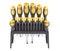 Screwdrivers, a set of tools in the toolbox, and isolated on a white background