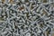 Screws screws and dowels. Background from metal products close up