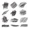 Scribble brush strokes set