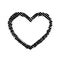 Scribble diagonal hatching criss cross, black heart shaped frame, symbol love Valentines Day. Backdrop hand drawn image. Sketch
