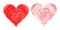 Scribble hearts set. Pen hand drawn. Heart sketch icons. Vector illustration.