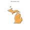 Scribble Map of Michigan Vector Design Template.