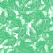 Scribble monstera leaves tropical seamless pattern. Embroidery palm leaf endless wallpaper