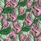 Scribble monstera leaves tropical seamless pattern. Embroidery palm leaf endless wallpaper