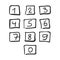 Scribble Square Font Hand Drawn Numbers Black Isolated